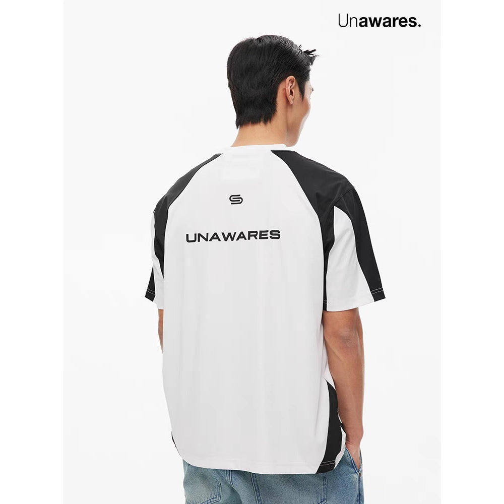 Unawares Color Blocking Jersey Logo Tee White