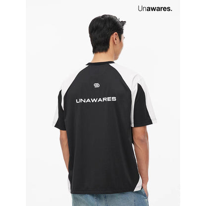 Unawares Color Blocking Jersey Logo Tee Black