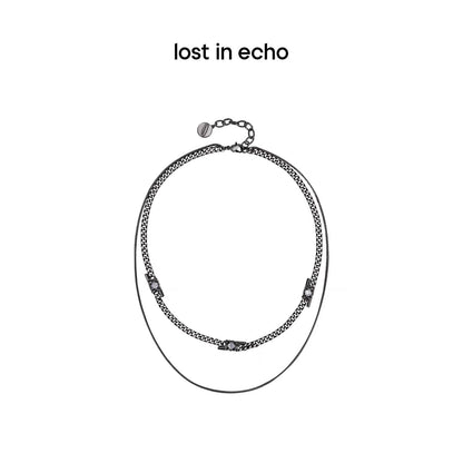 Lost In Echo Double Layer Zircon Necklace Black