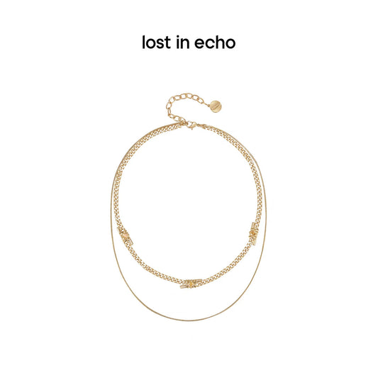 Lost In Echo Double Layer Zircon Necklace Gold