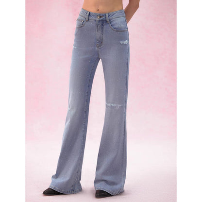 IFIK 1969 Rhinestone Washed Bootcut Jeans