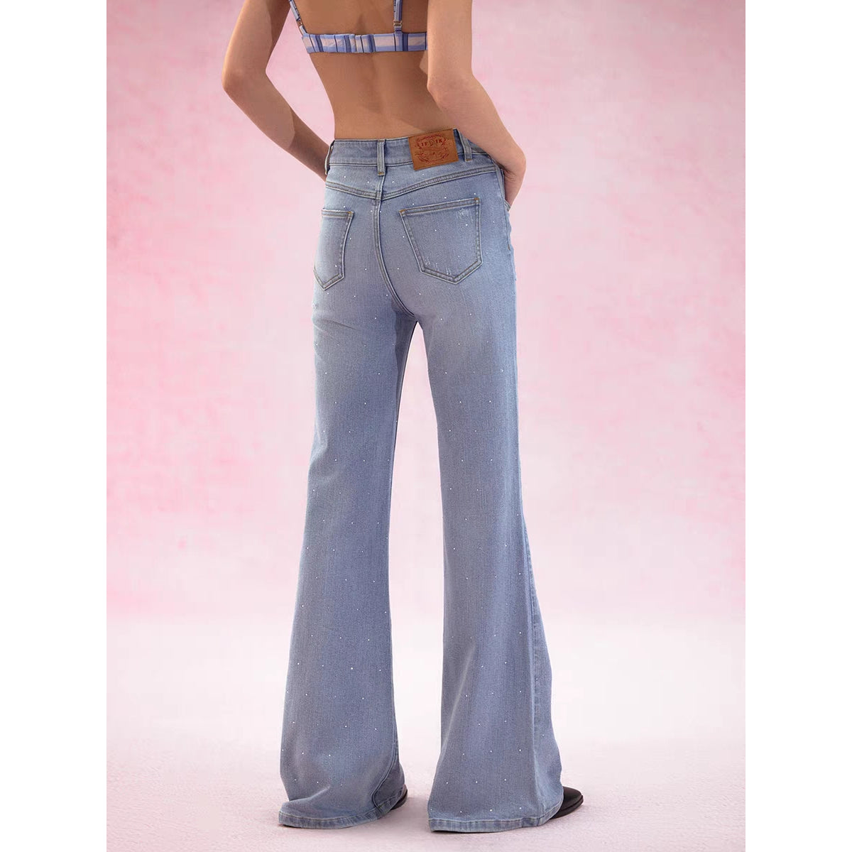 IFIK 1969 Rhinestone Washed Bootcut Jeans