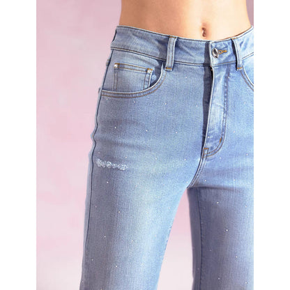 IFIK 1969 Rhinestone Washed Bootcut Jeans