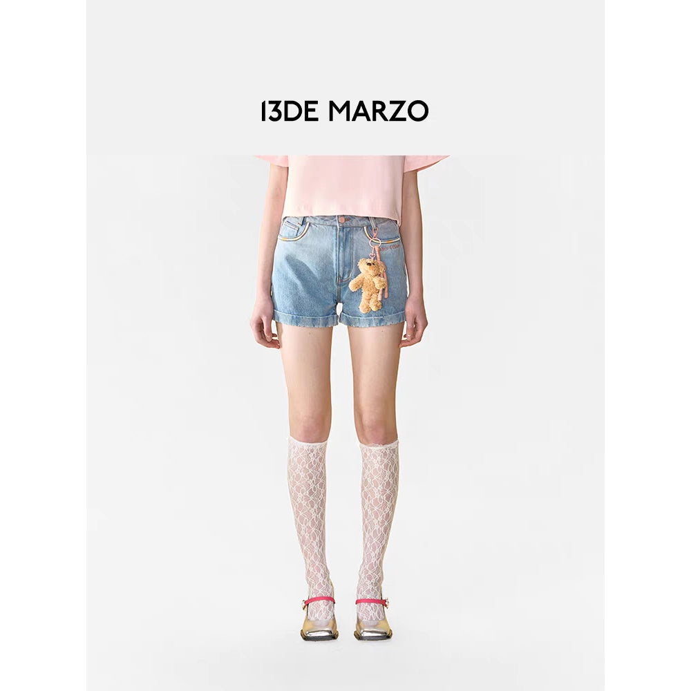 13De Marzo Bear Classic Denim Shorts Blue