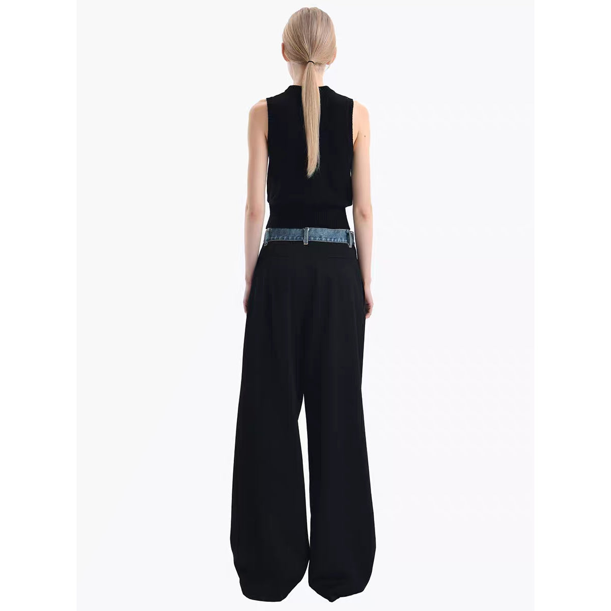 Ann Andelman Denim Wasit Suit Pants Black