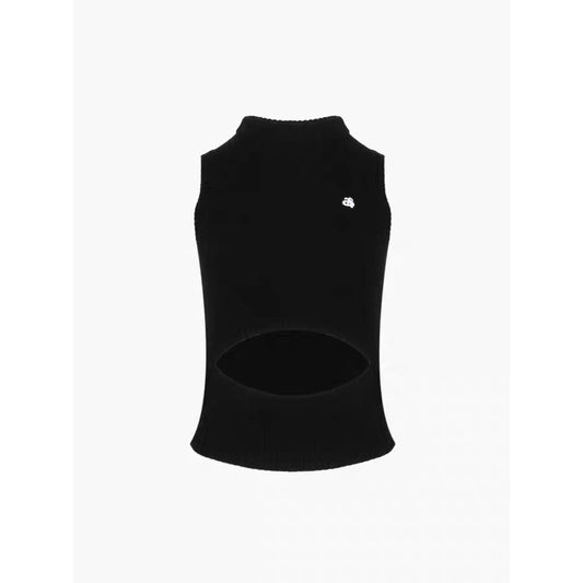 Ann Andelman Hollow Out Knit Vest Top Black