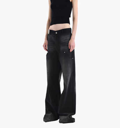 Ann Andelman Wide-Leg Denim Pants Washed Black