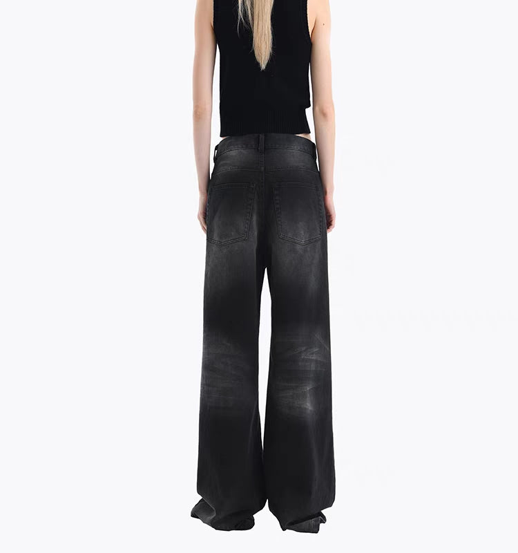 Ann Andelman Wide-Leg Denim Pants Washed Black