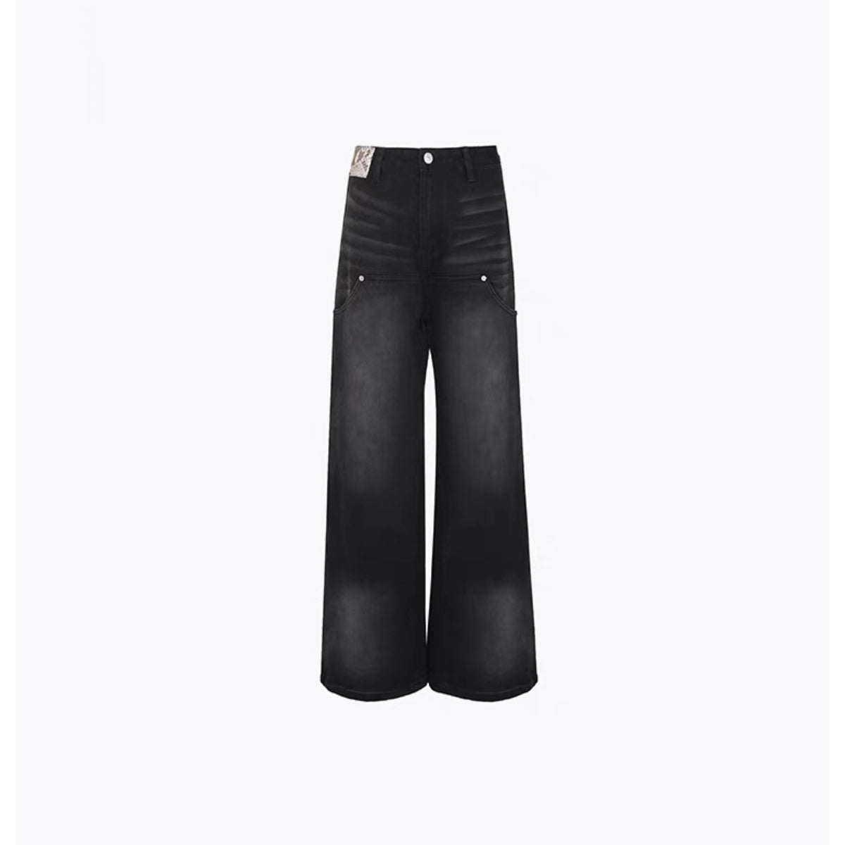 Ann Andelman Wide-Leg Denim Pants Washed Black