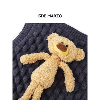 13De Marzo Plush Bear Doozoo Knit Vest Grey