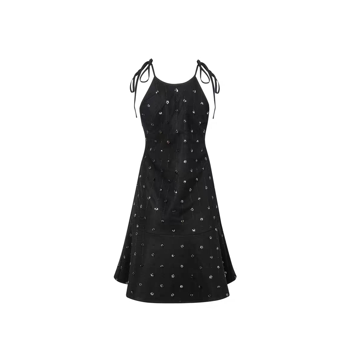 Rocha Roma Sequins Off-Shoulder Strap Dress Black