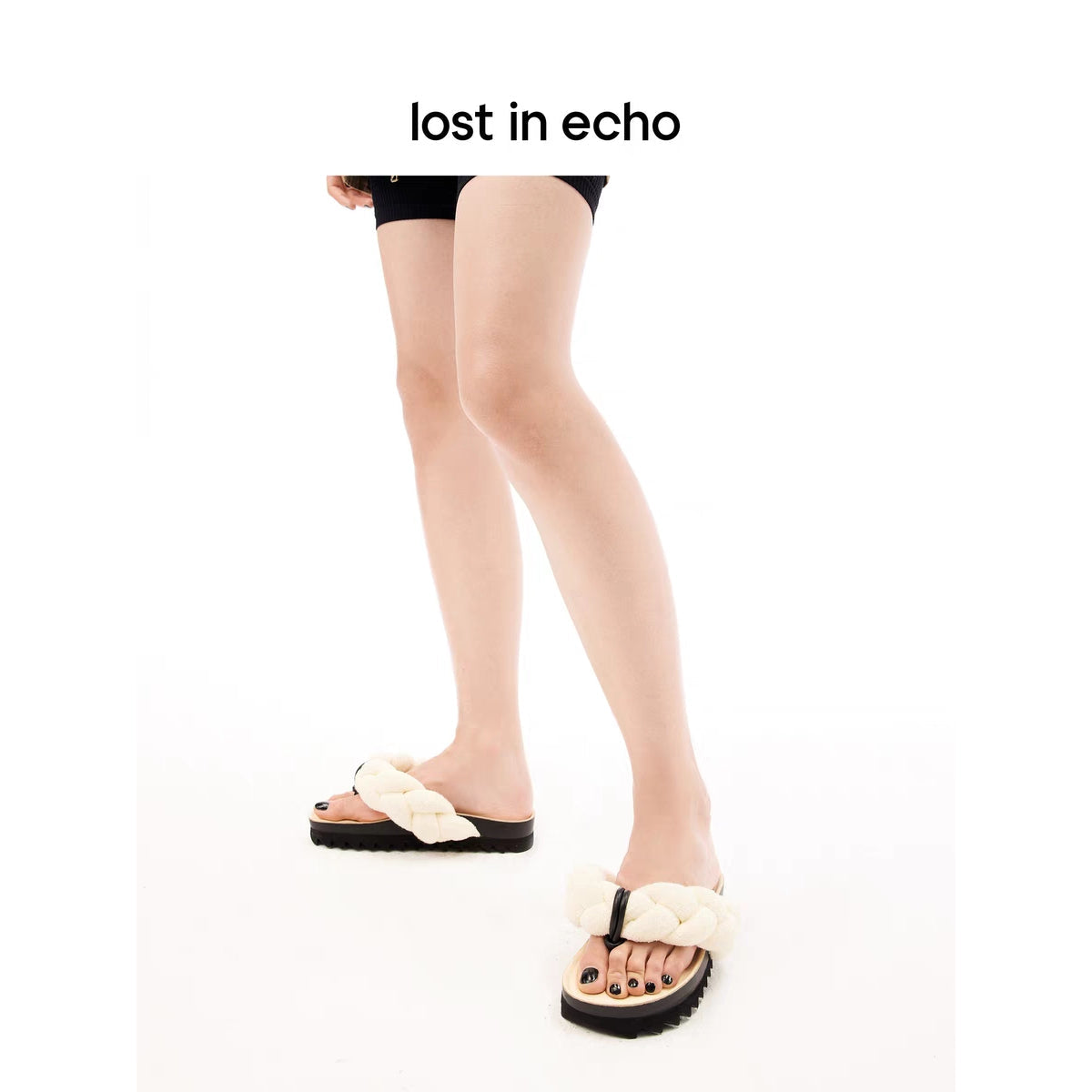 Lost In Echo Twist Heel Flip Flops White