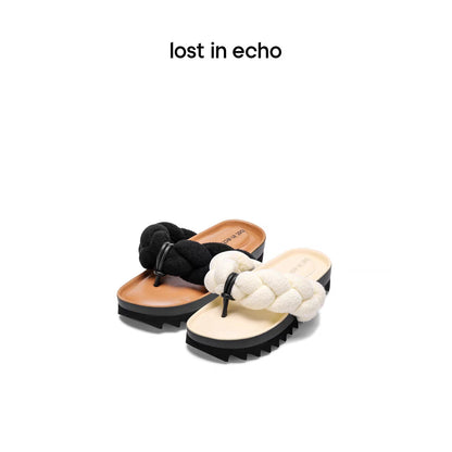 Lost In Echo Twist Heel Flip Flops Black