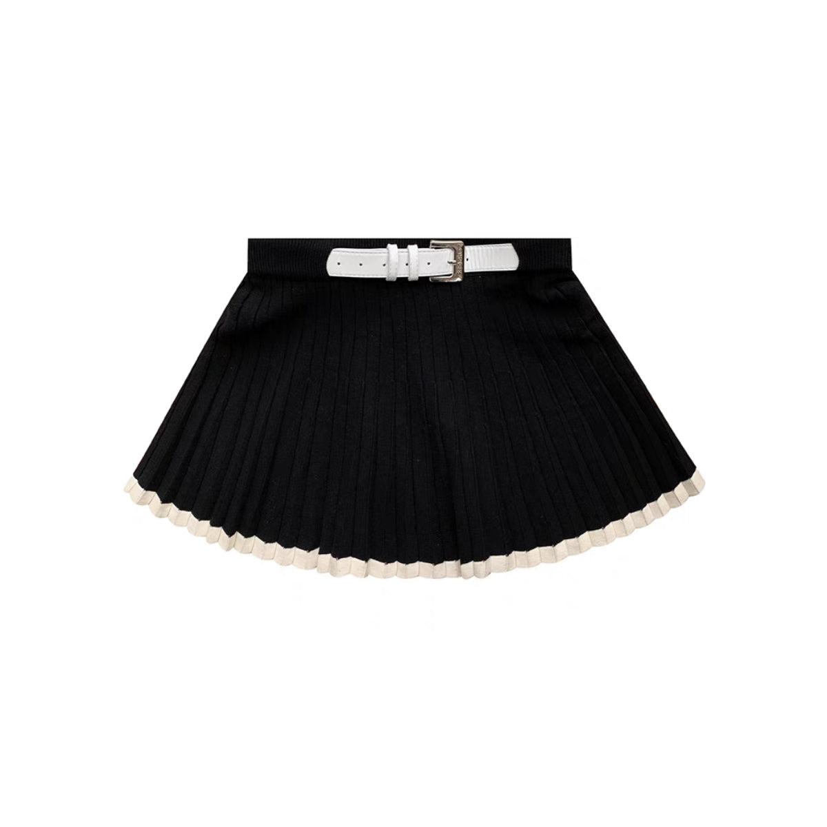 Kroche Color Blocked Pleated Knit Skirt Black