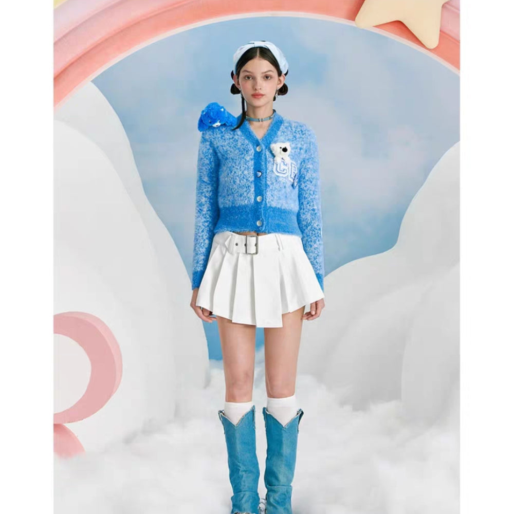 13De Marzo X Care Bears Heart Button Mohair Cardigan Blue