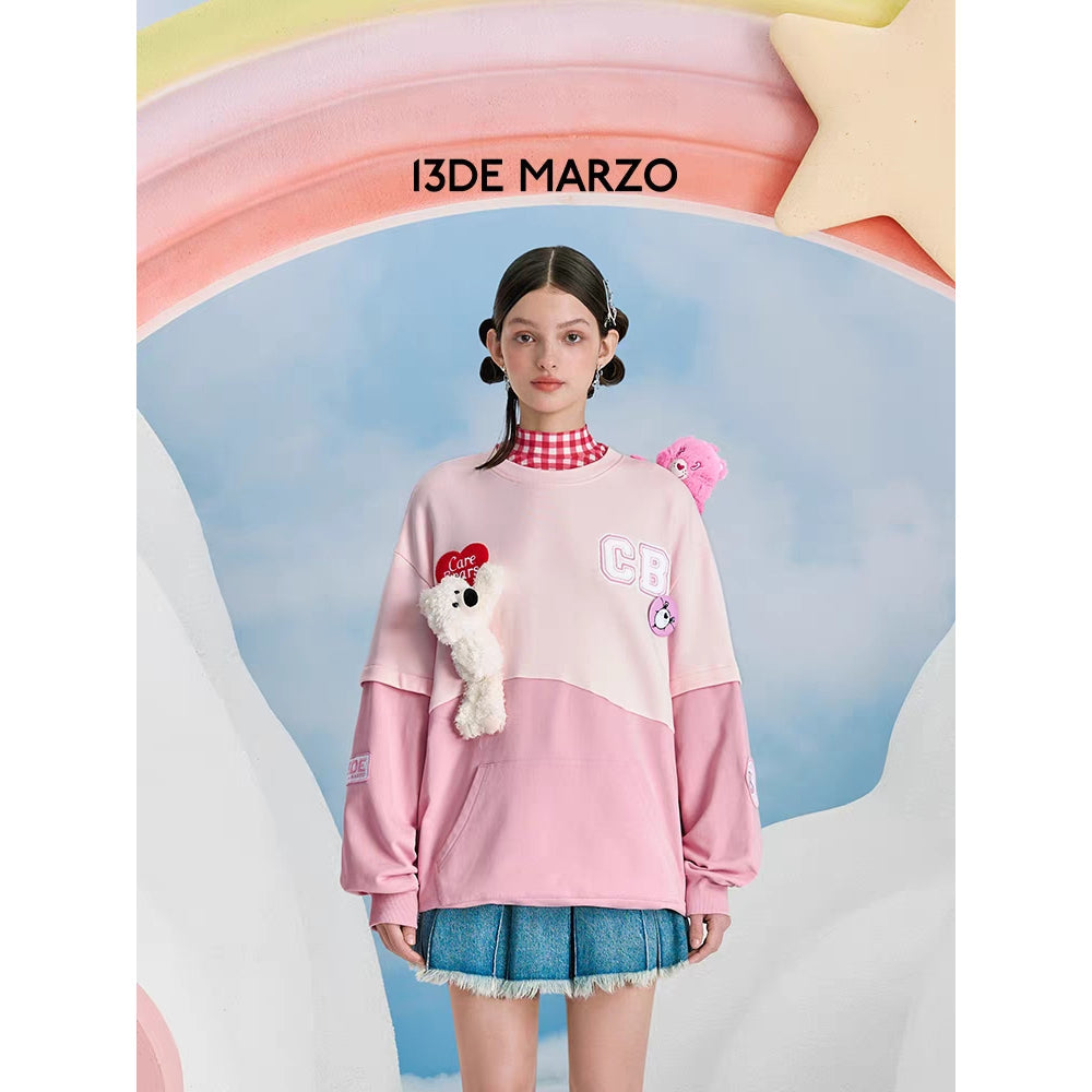 13De Marzo X Care Bears Color Blocked Wave Sweater Pink