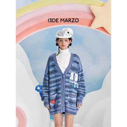 13De Marzo X Care Bears Colored Striped Cardigan Blue