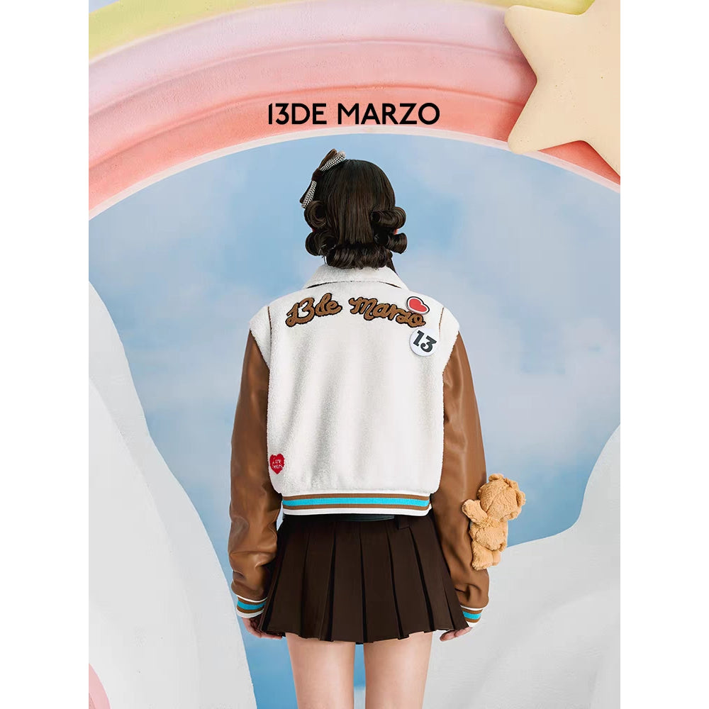 13De Marzo X Care Bears Short Baseball Jacket Brown