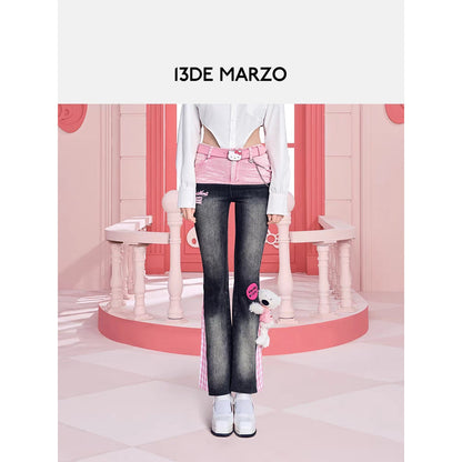 13De Marzo X Hello Kitty Color Blocked Bear Jeans