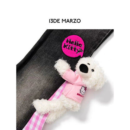 13De Marzo X Hello Kitty Color Blocked Bear Jeans