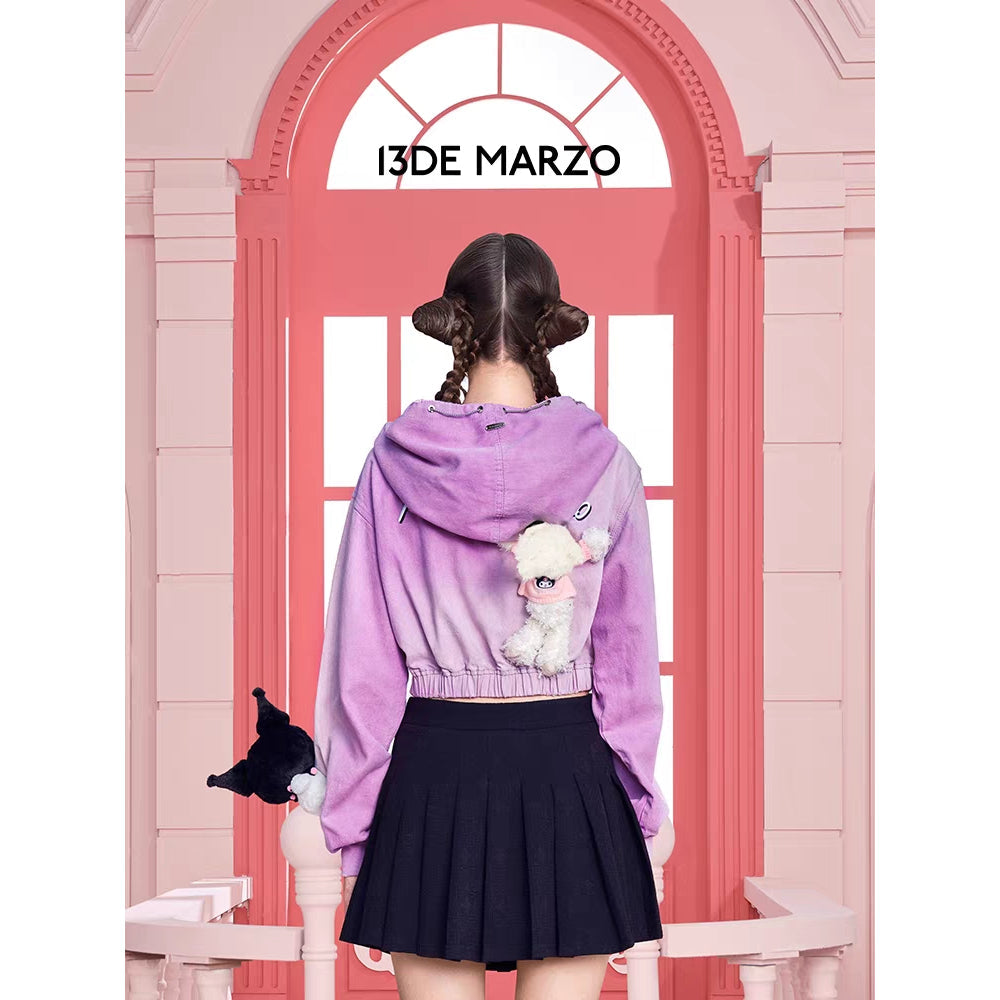 13De Marzo X Kuromi Bear String Washed Hoodie Purple