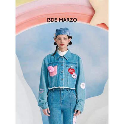 13De Marzo X Care Bears Raw Edge Short Denim Jacket