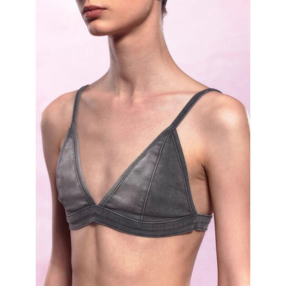 IFIK Washed Denim Bikini Top Grey