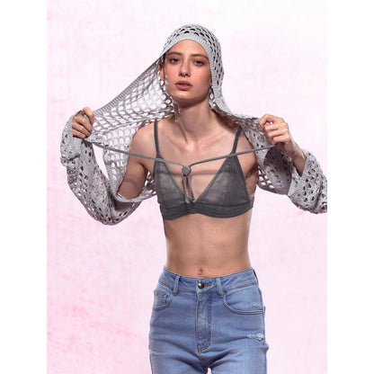 IFIK Washed Denim Bikini Top Grey