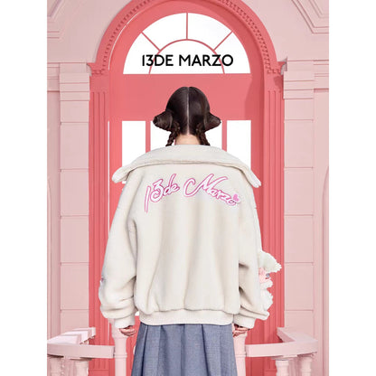 13De Marzo X Hello Kitty Bear Fleece Coat White