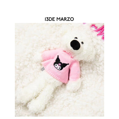 13De Marzo X Kuromi Bear Short Fleece Coat White