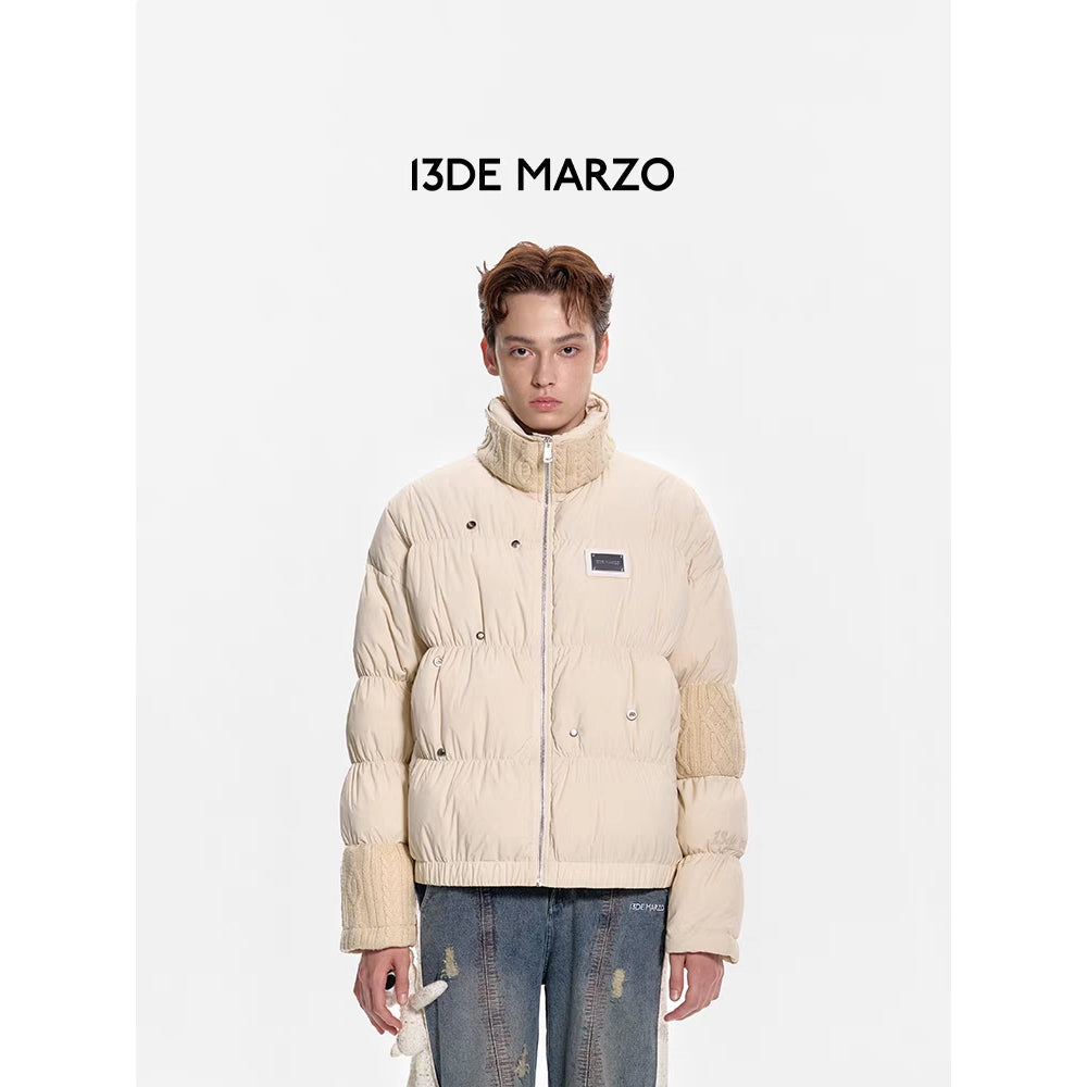 13De Marzo Bear Knit Patch Wrinkle Down Jacket