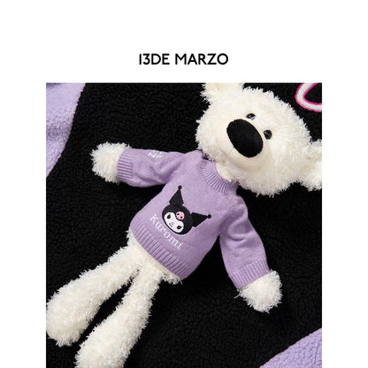 13De Marzo X Kuromi Color Blocked Bear Fleece Coat