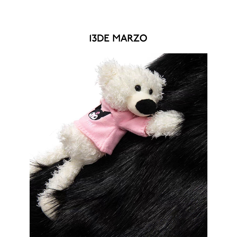 13De Marzo X Kuromi Bear Artificial Mink Coat Black