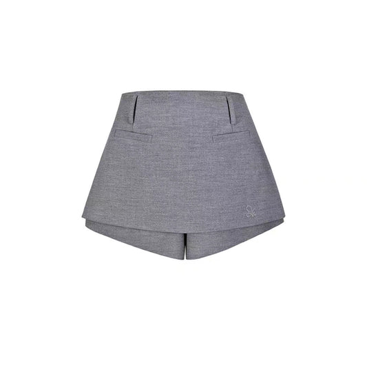 AGAM Double Pockets Mini Skirt Shorts Grey