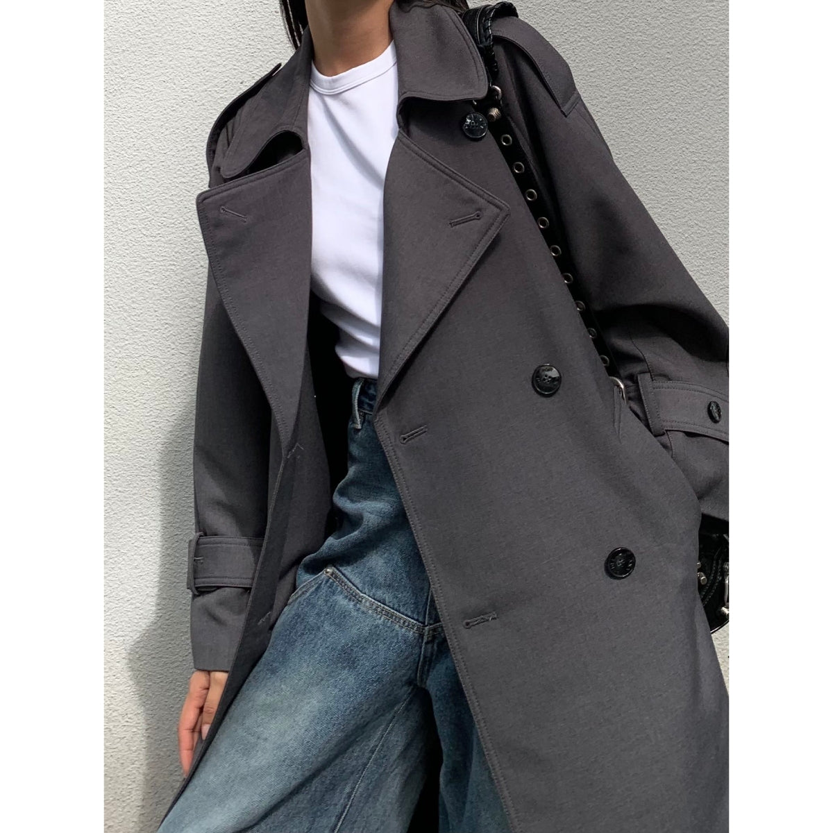 Ann Andelman Trench Long Coat Grey