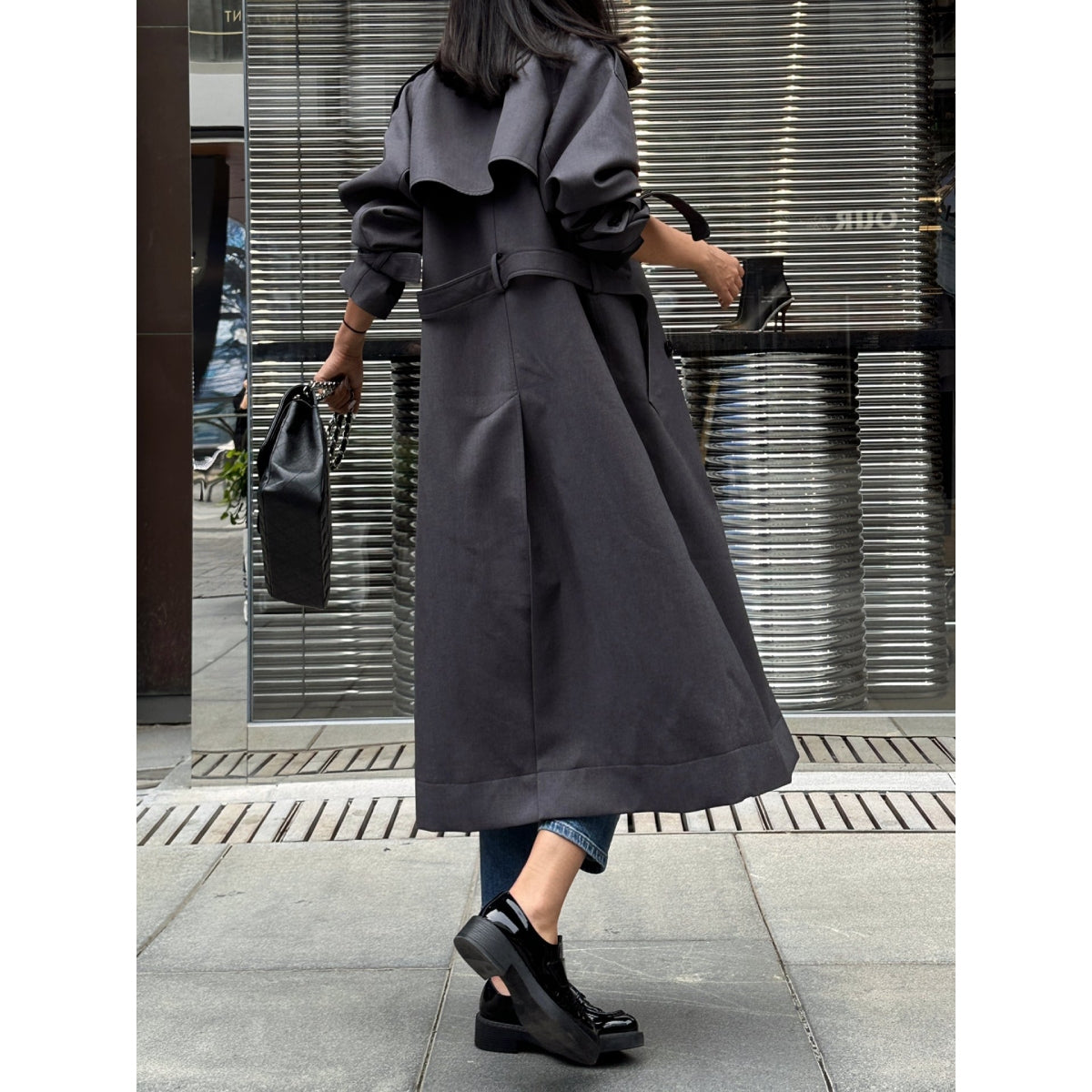 Ann Andelman Trench Long Coat Grey