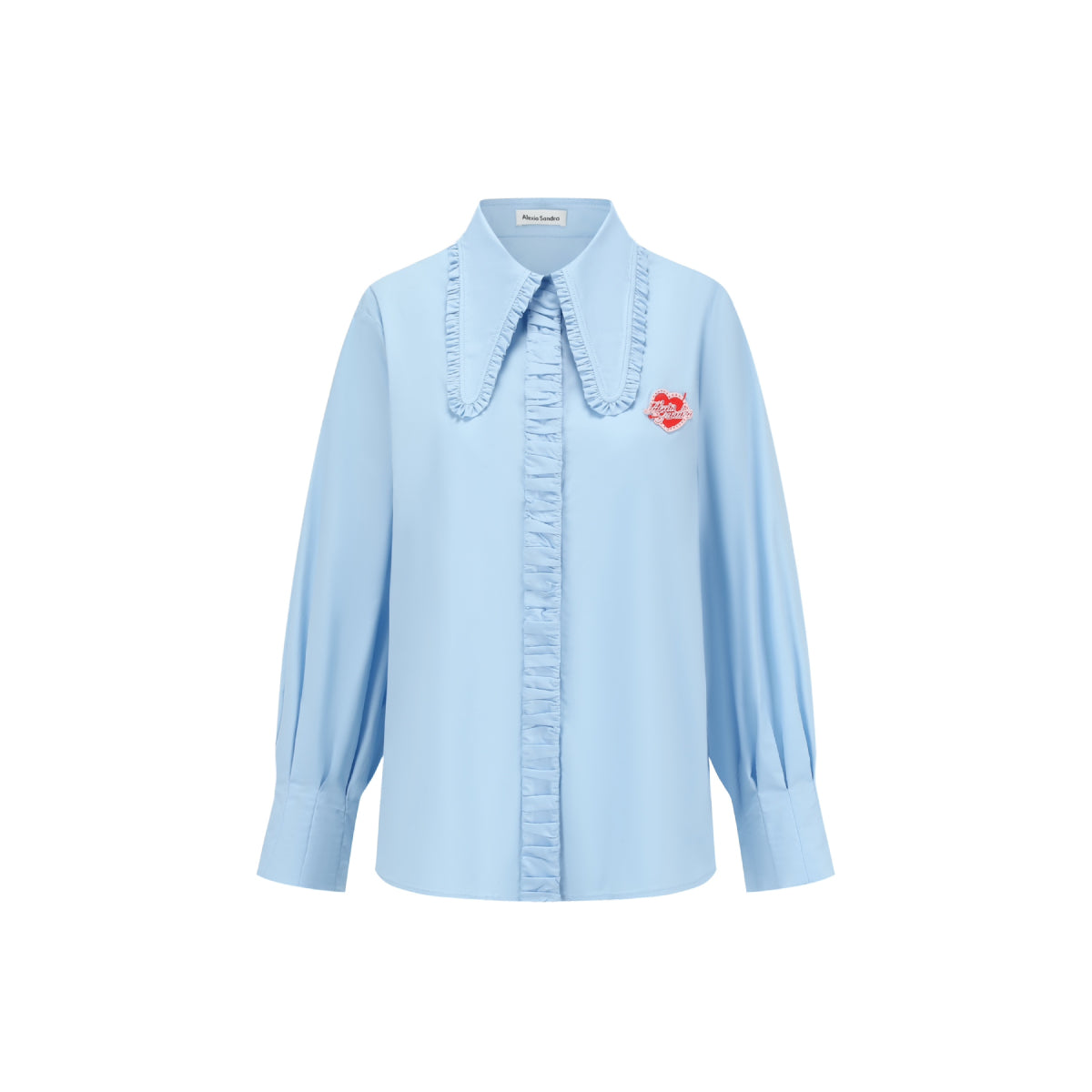 Alexia Sandra Embroidery Heart Ruffled Shirt Blue