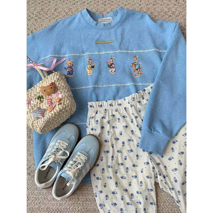 Alexia Sandra Four Rabbits Destroyed Sweater Blue