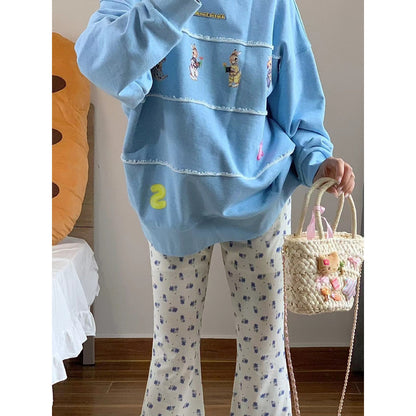 Alexia Sandra Four Rabbits Destroyed Sweater Blue