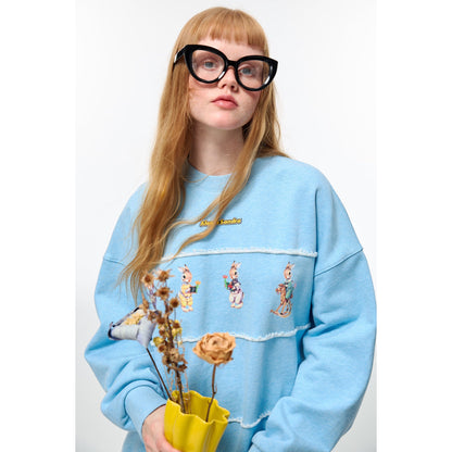 Alexia Sandra Four Rabbits Destroyed Sweater Blue