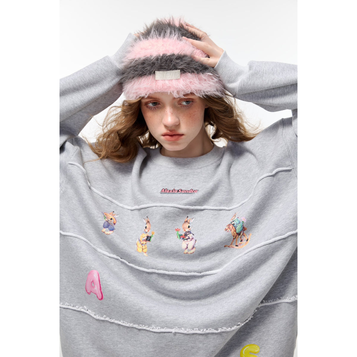 Alexia Sandra Four Rabbits Destroyed Sweater Grey