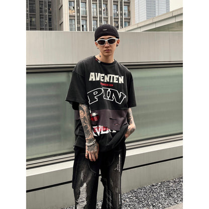 Aventen Pin Waffle Checks Patch Tee Black