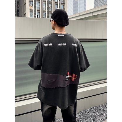 Aventen Pin Waffle Checks Patch Tee Black