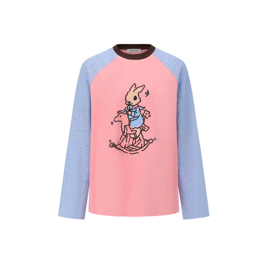 Alexia Sandra Trojan Rabbit Contrast Color Raglan L/S Tee Blue Pink