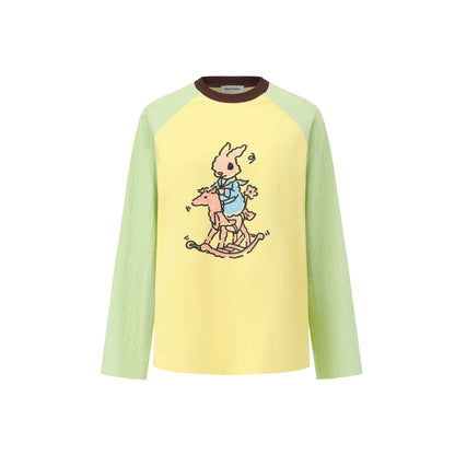 Alexia Sandra Trojan Rabbit Contrast Color Raglan L/S Tee Yellow Green