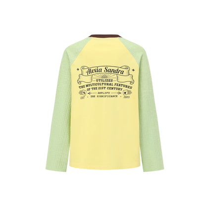 Alexia Sandra Trojan Rabbit Contrast Color Raglan L/S Tee Yellow Green