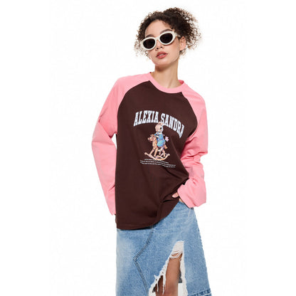 Alexia Sandra Trojan Rabbit Printed Raglan L/S Tee Brown