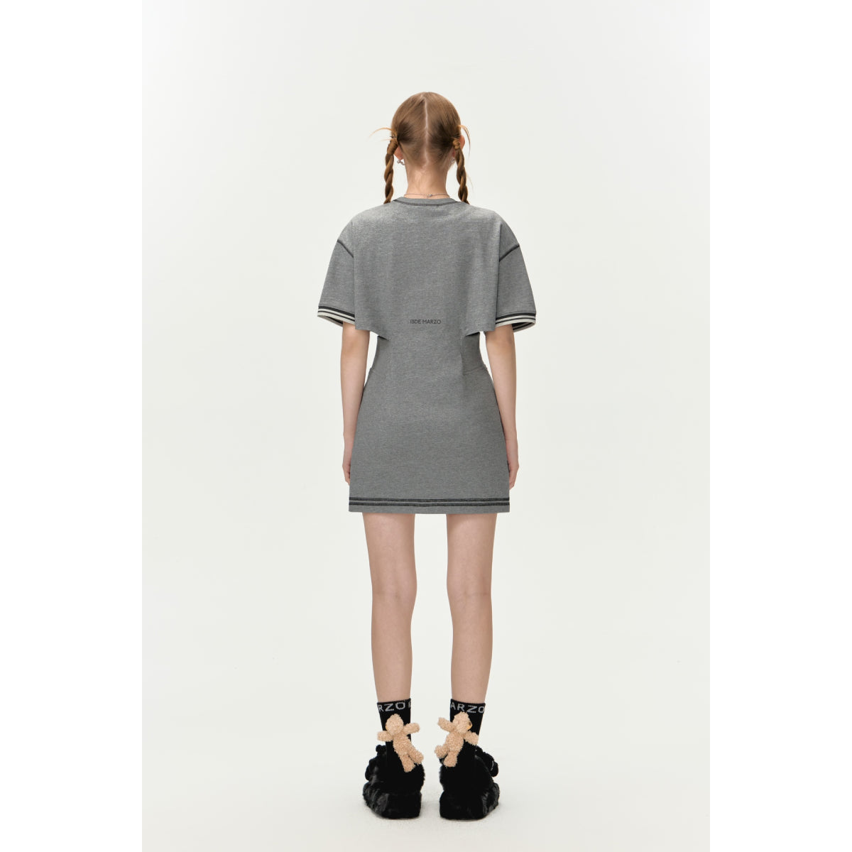 13De Marzo Doozoo Waist Cutting Tee Dress Grey