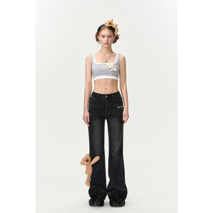 13De Marzo Patchwork Hems Loose Jeans Black