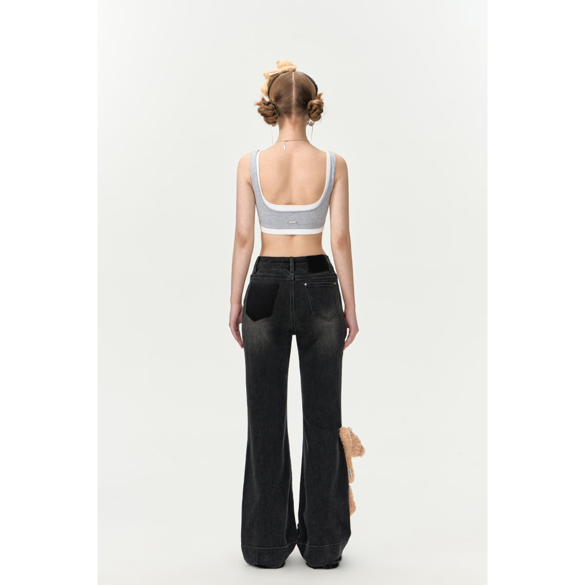 13De Marzo Patchwork Hems Loose Jeans Black